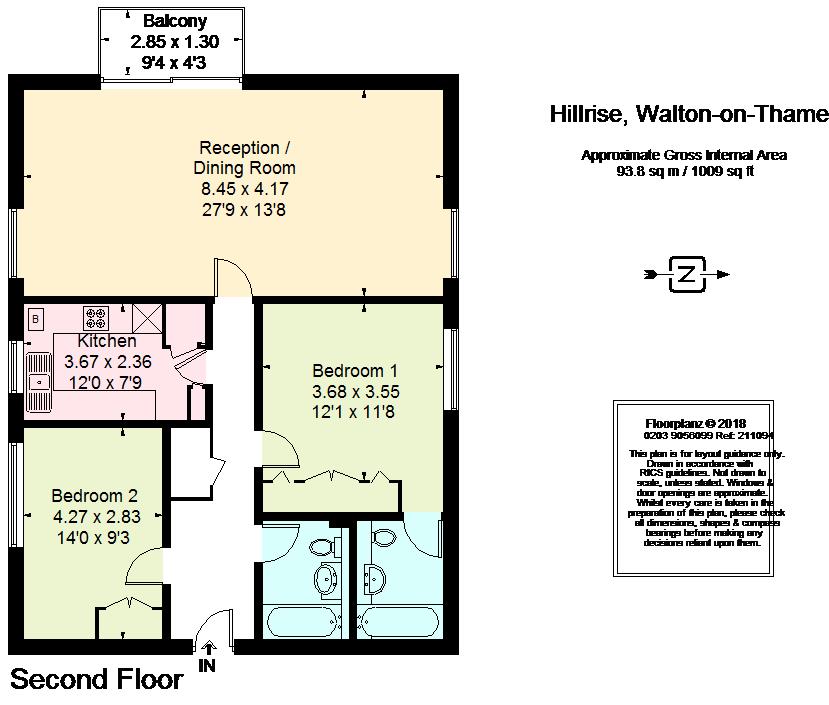 2 Bedrooms Flat to rent in Hillrise, Walton-On-Thames KT12