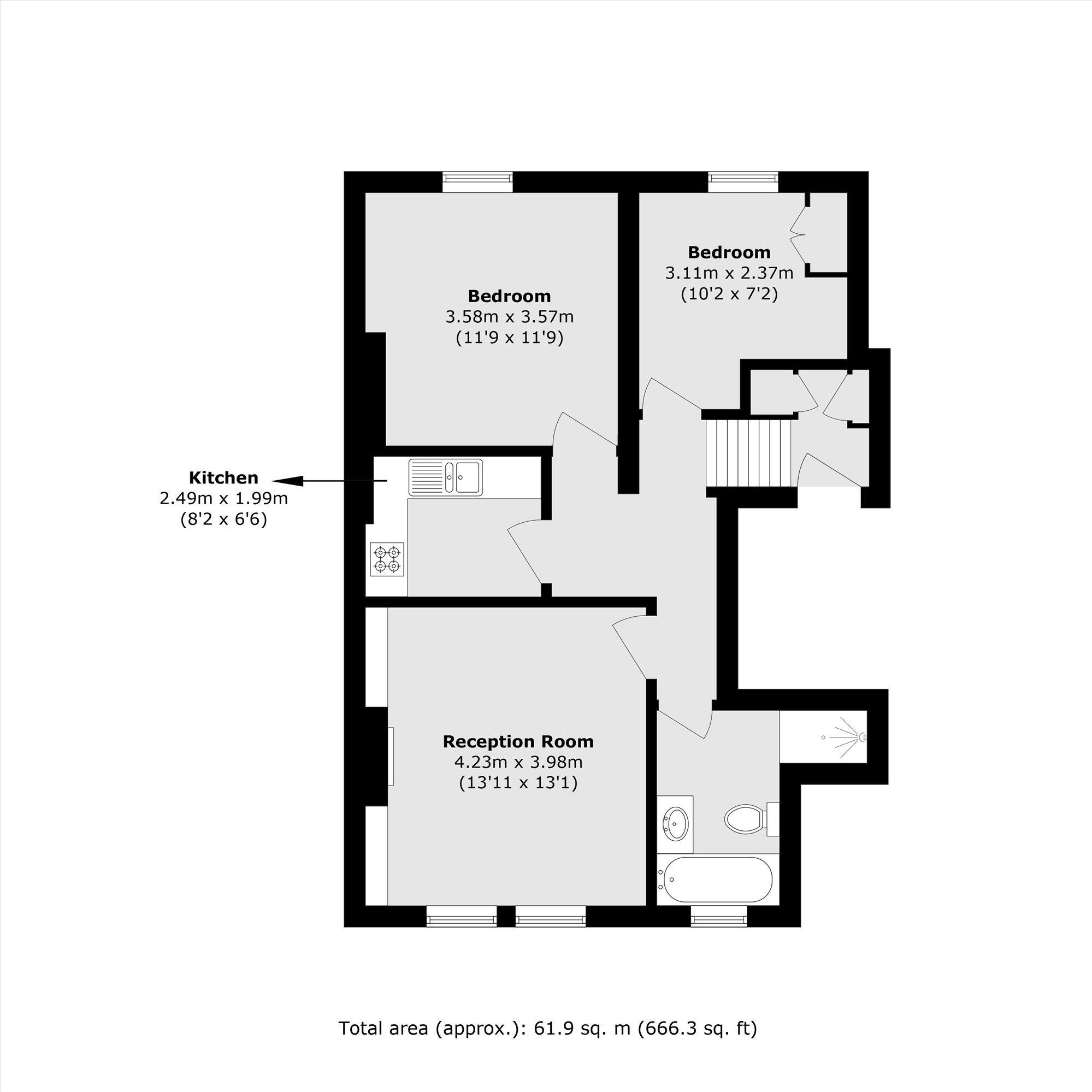 Flat 2, 3, Allfarthing Lane, London floorplan