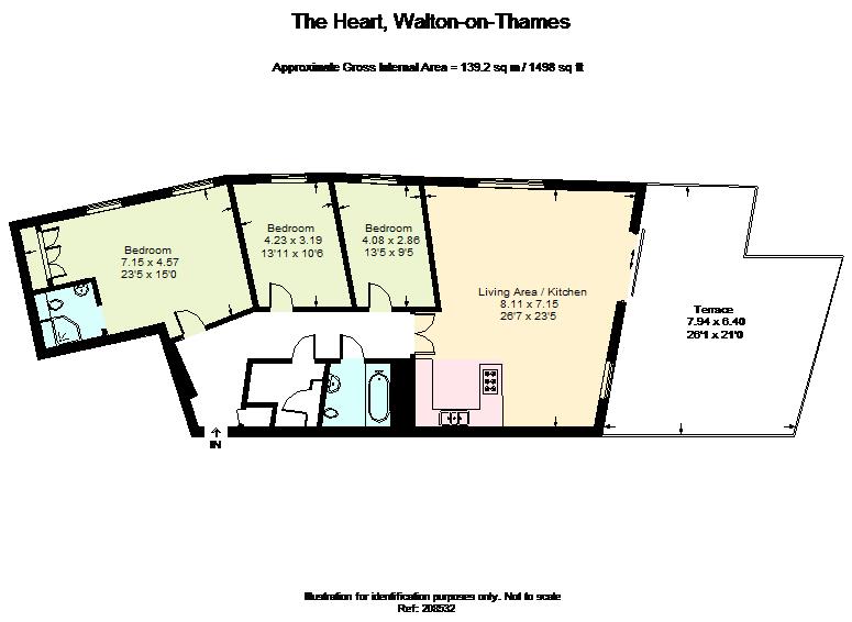 3 Bedrooms Flat to rent in The Heart, Walton-On-Thames KT12