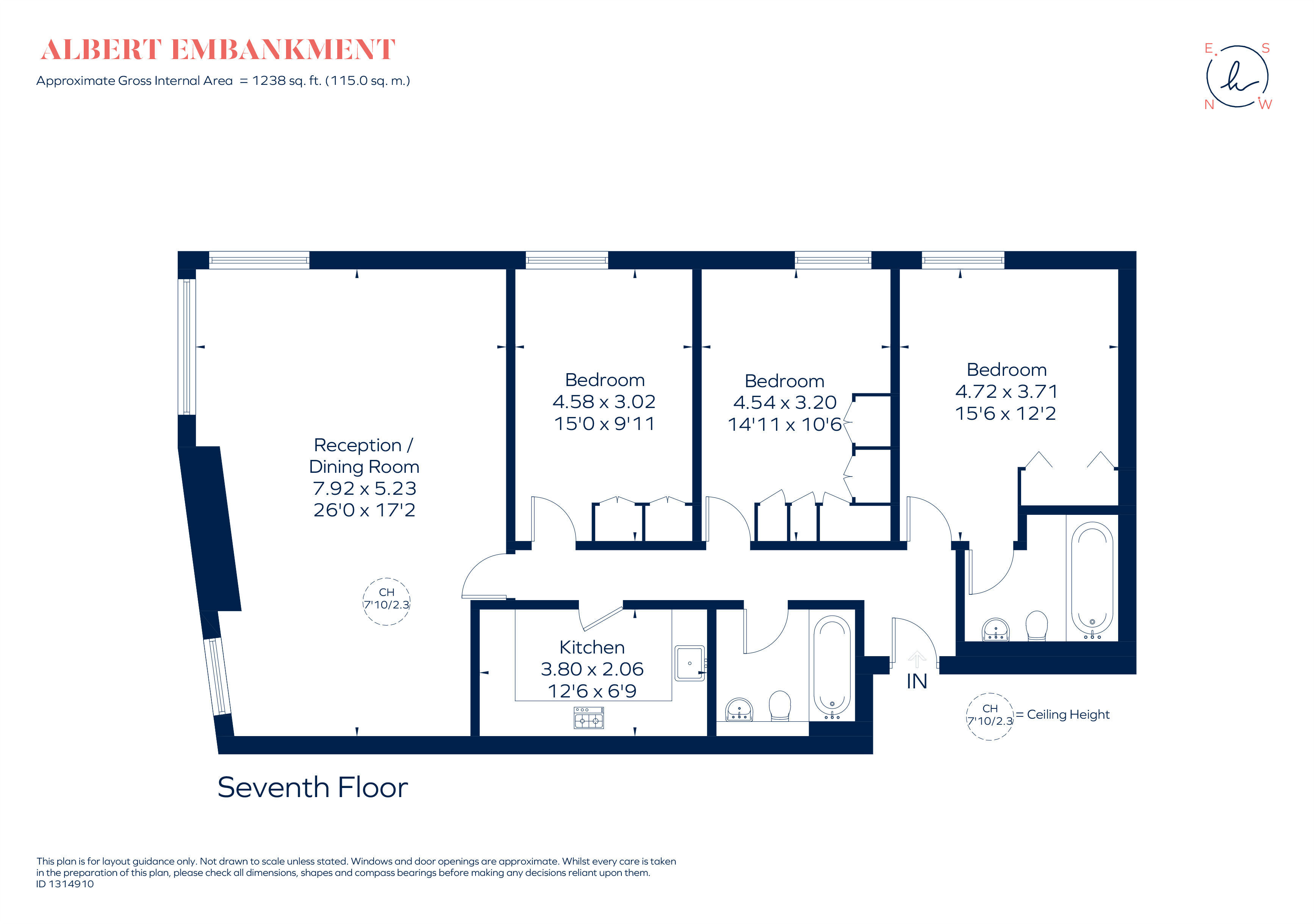 Flat A40, Parliament View Apartments, 1, Albert Embankment, London floorplan