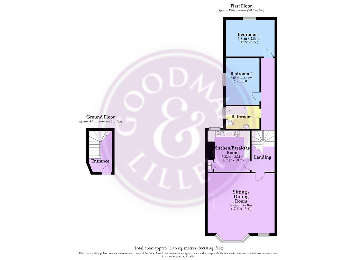 First Floor, 18, St. Albans Road, Westbury Park floorplan