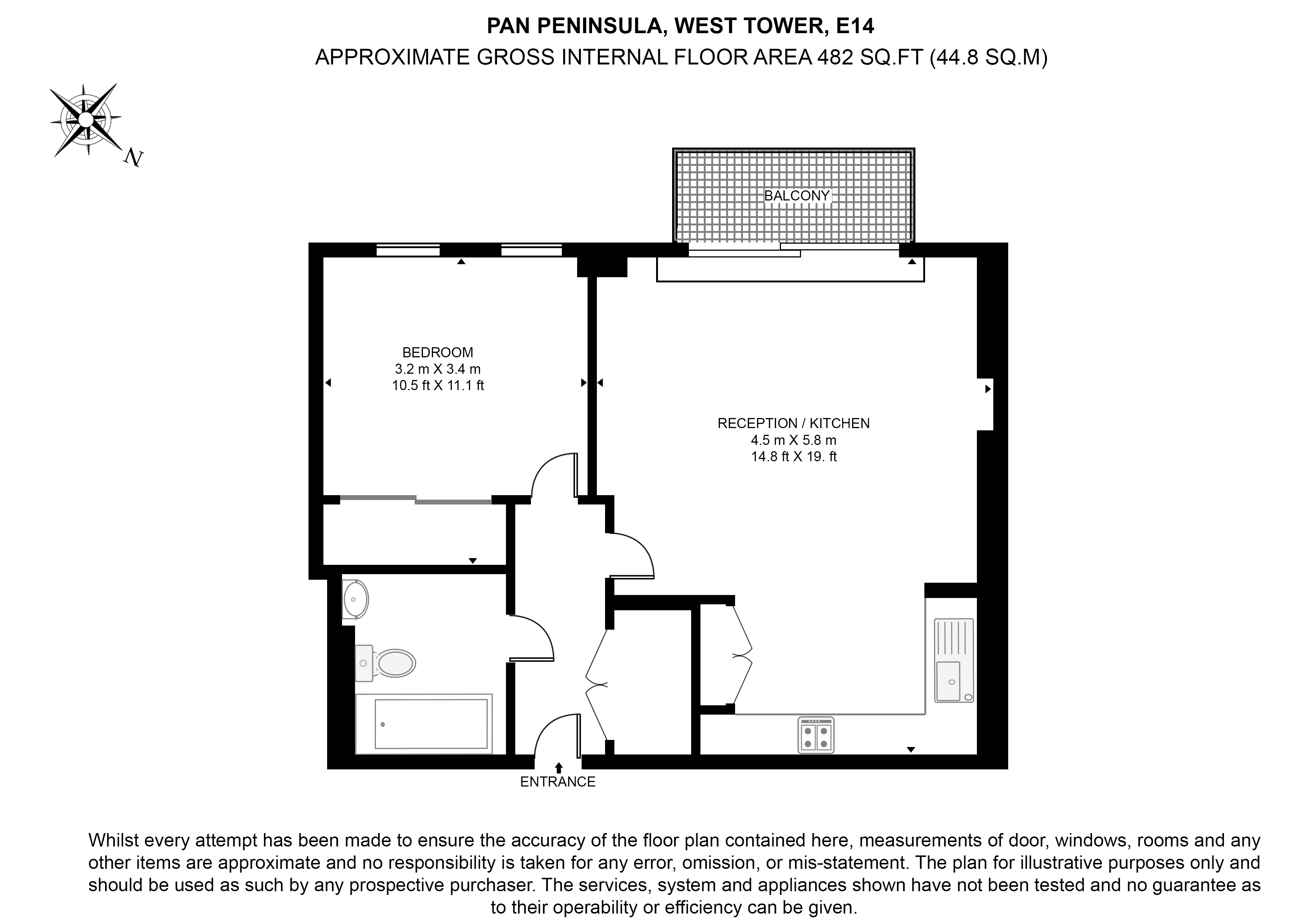 Pan Peninsula Square, West Tower, Canary Wharf E14, 1 bedroom flat to