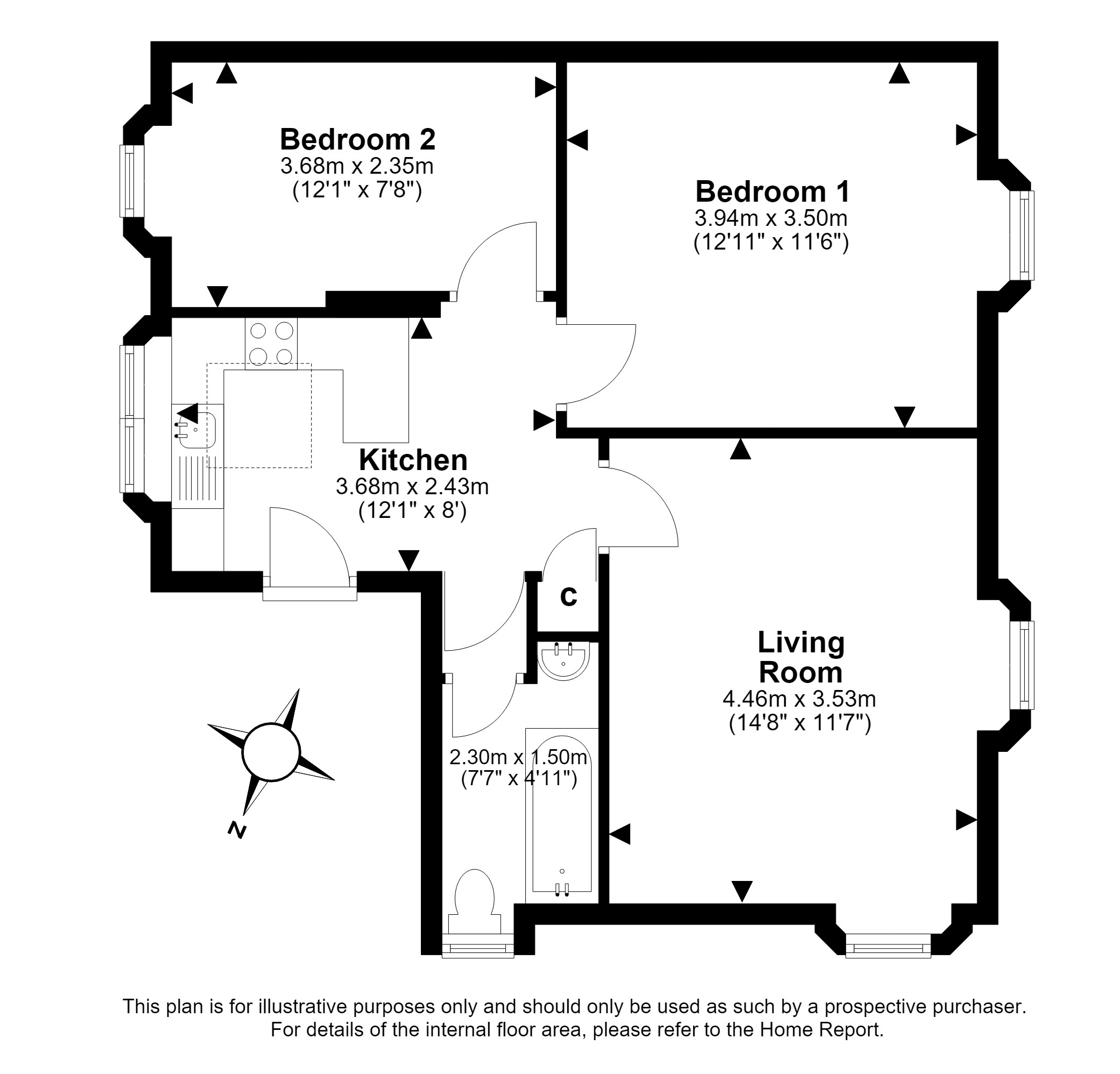 1 Oatslie Cottages, Roslin floorplan