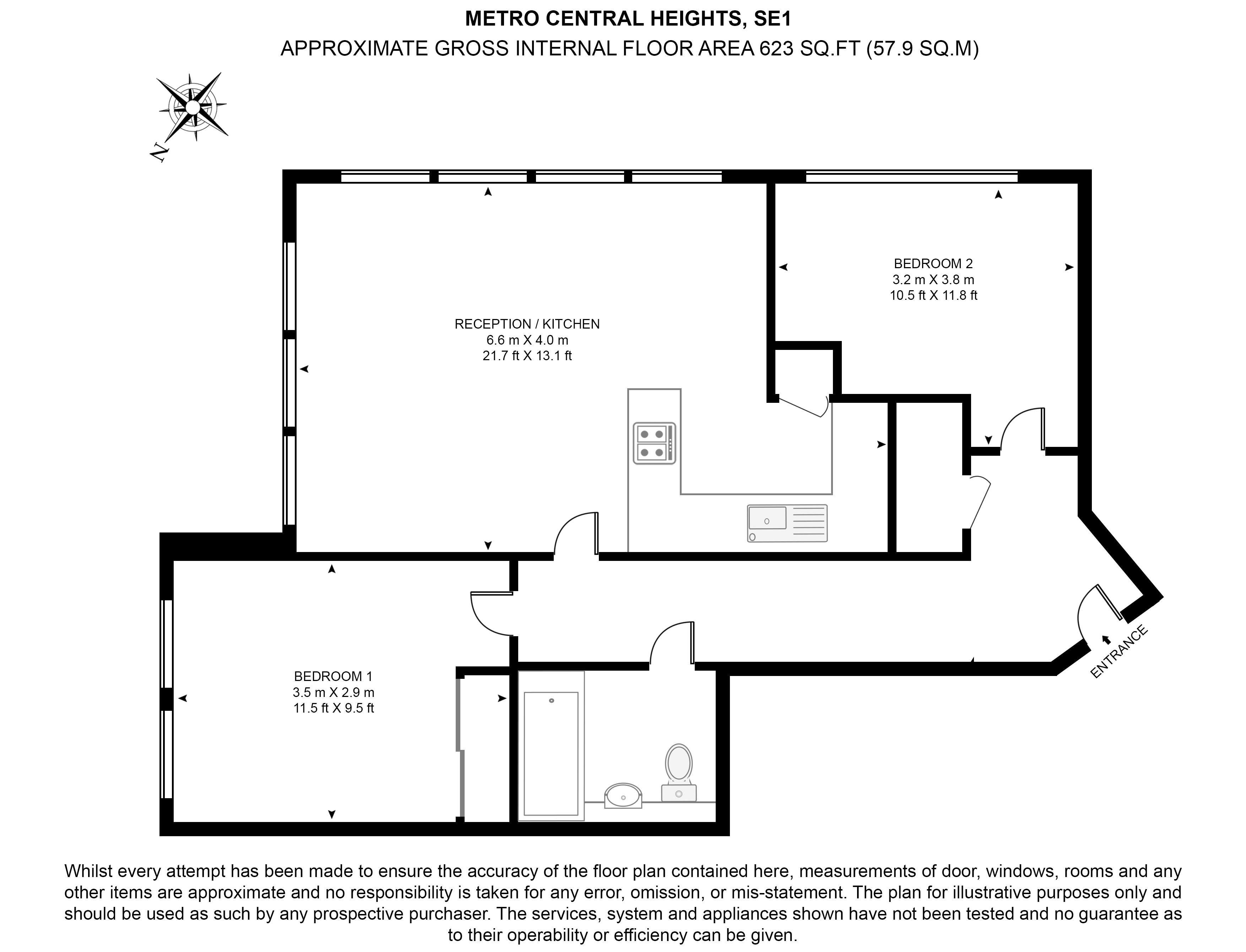 Flat 460,, Metro Central Heights, Elephant & Castle floorplan