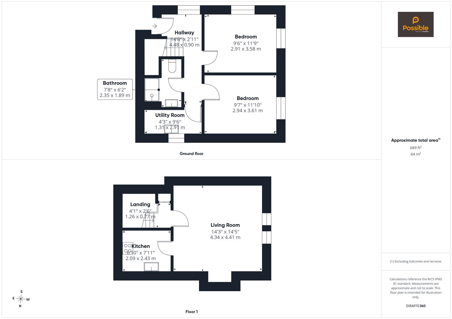 Flat 3, The Lodge, Huntingtowerfield floorplan