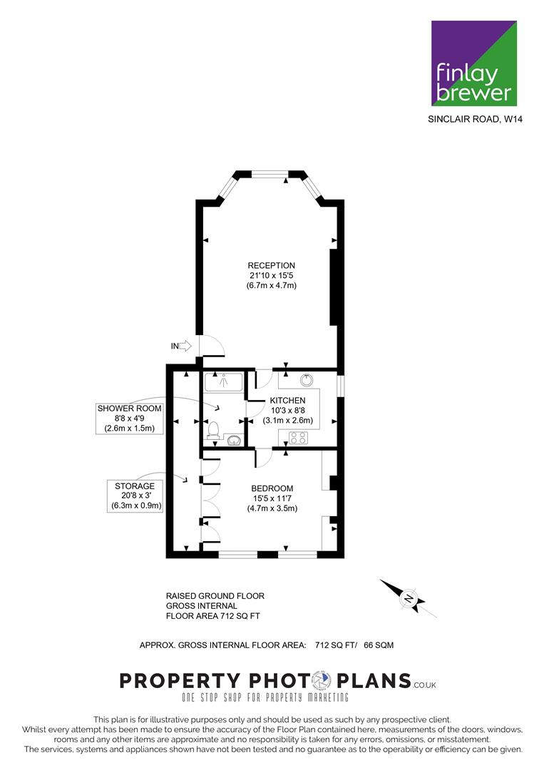 Flat 3, 55, Sinclair Road, London floorplan