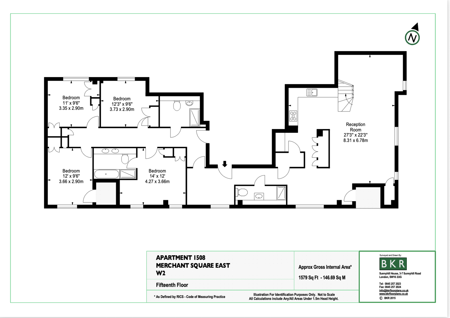 Apartment 1508, 4, Merchant Square East, London floorplan