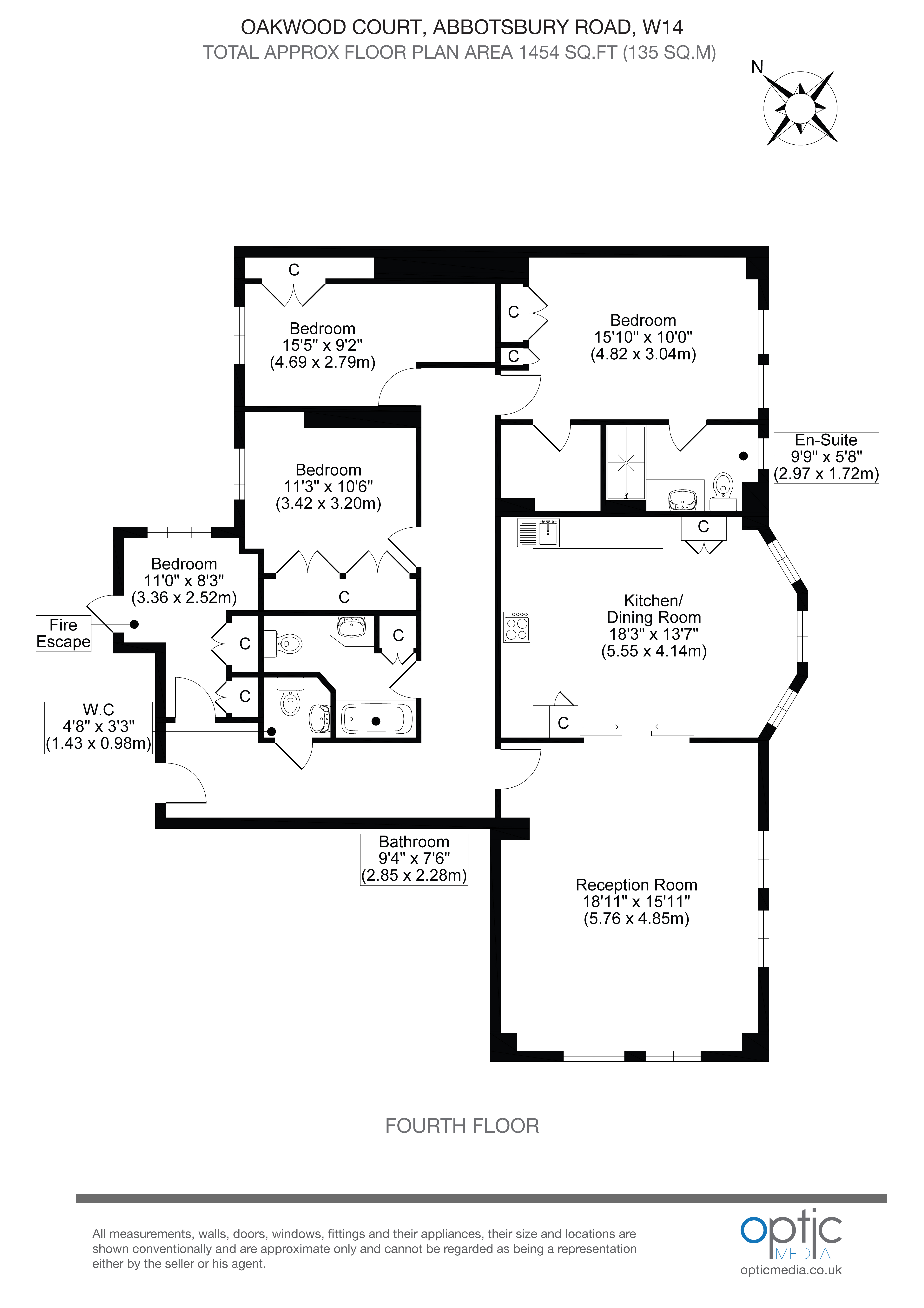 36A, Oakwood Court, London floorplan