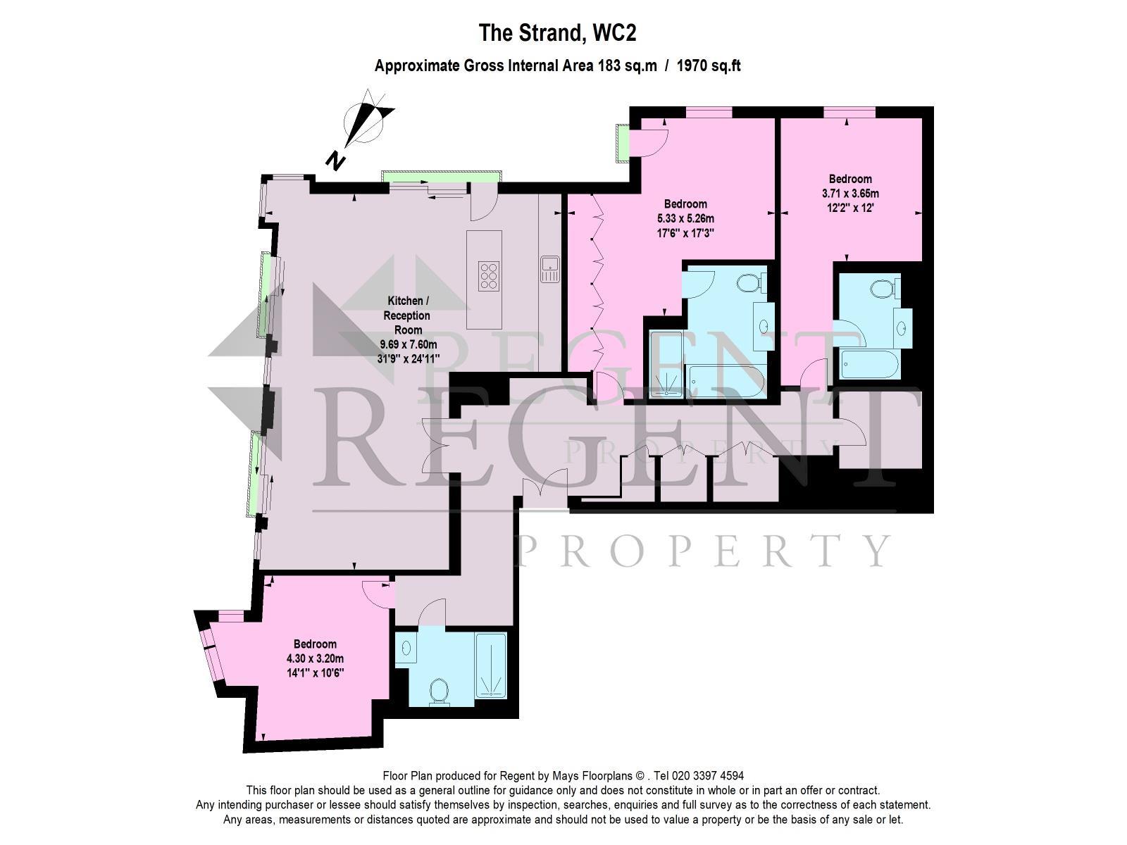 3 Bedrooms Flat to rent in 190 The Strand, Clement House WC2R