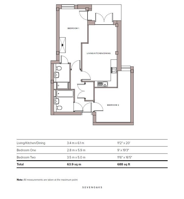 Chandlers Place A26 (Type 15), 136, Chandlers Place, High Street, Kent floorplan