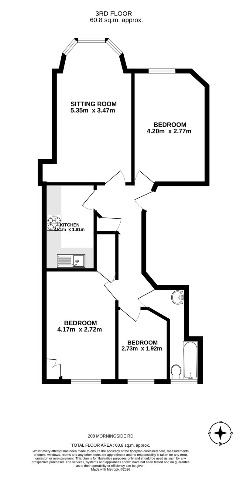 208/6 (3F2) Morningside Road, Edinburgh floorplan