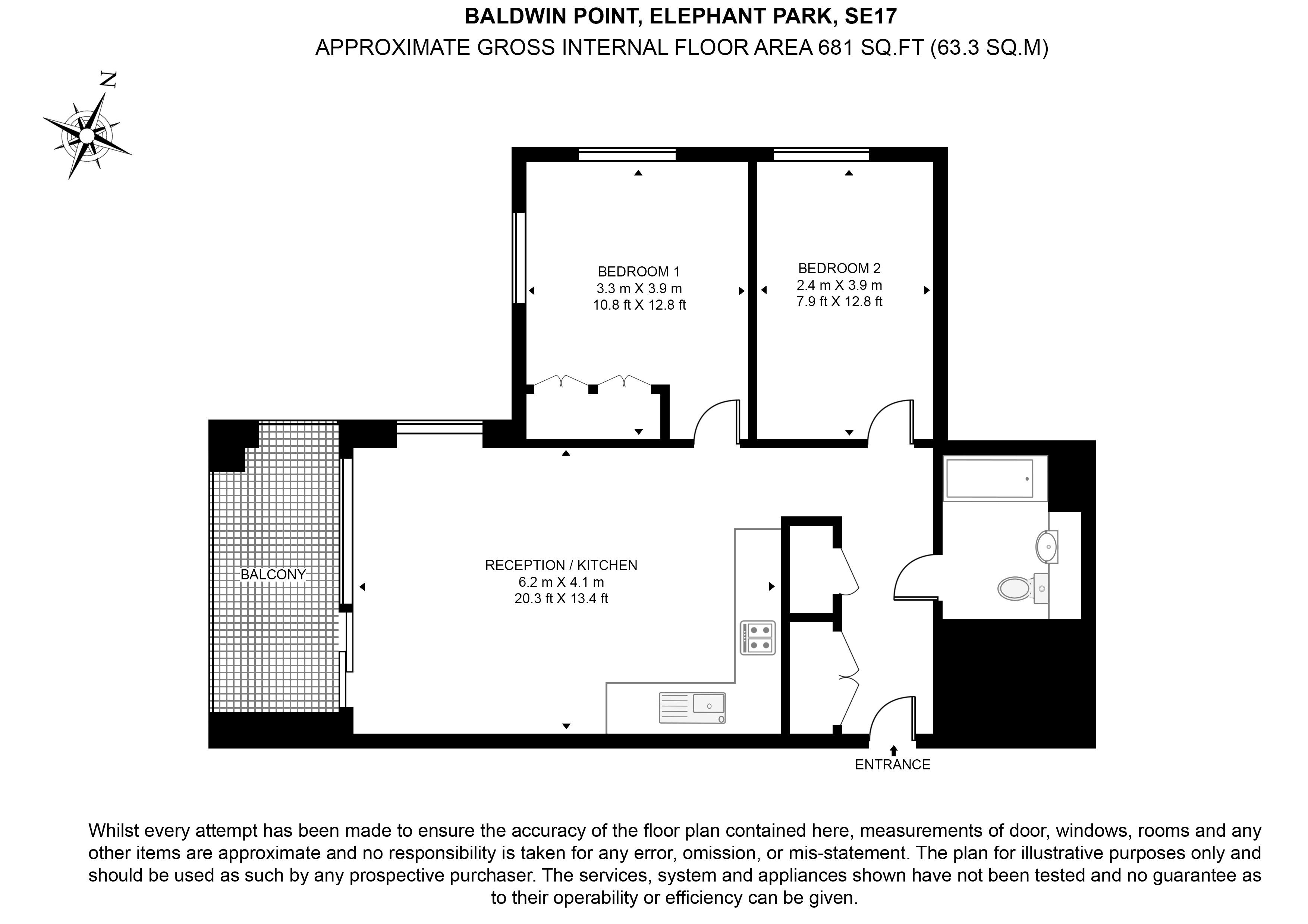 Flat 1306,, Baldwin Point, Elephant Park floorplan