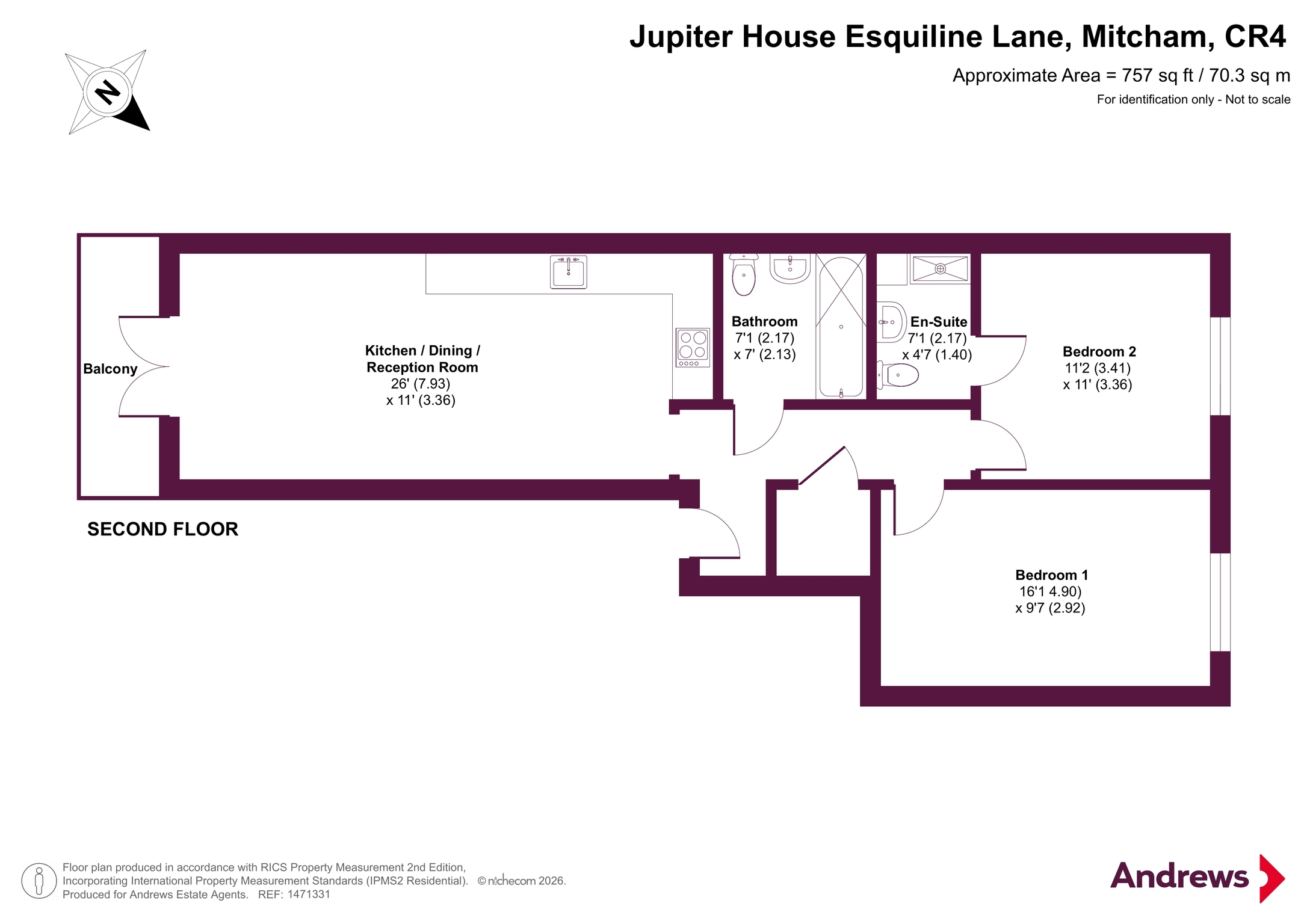 Flat 17, Jupiter House,, Esquiline Lane, Mitcham floorplan