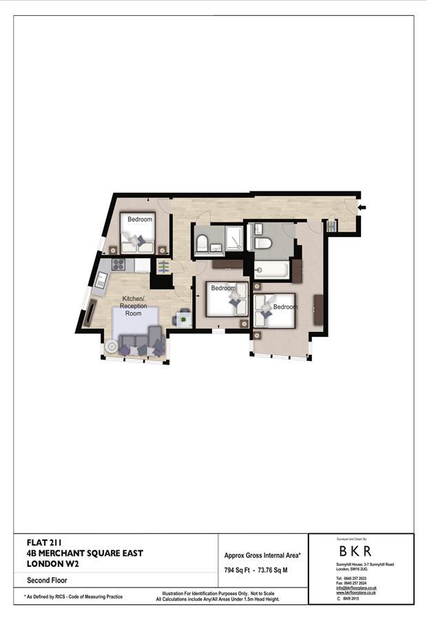 211, 4b Merchant Square East, Paddington floorplan