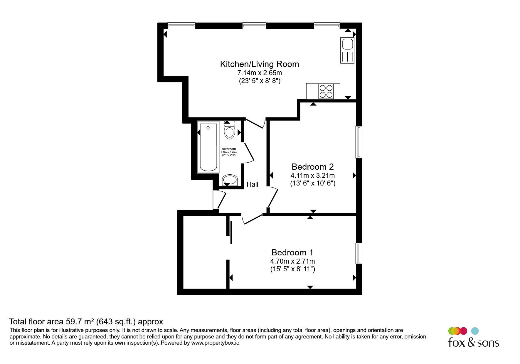 Flat 2, Queens Hall, 47a, Broad Street North, Seaford floorplan