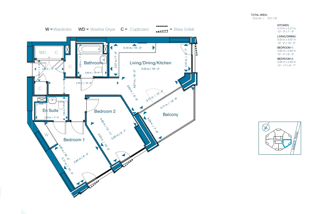 Cerulean Quarter, A.13.05, Manor Road, London floorplan