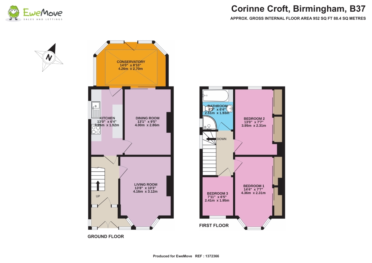 42, CORINNE CROFT, BIRMINGHAM floorplan