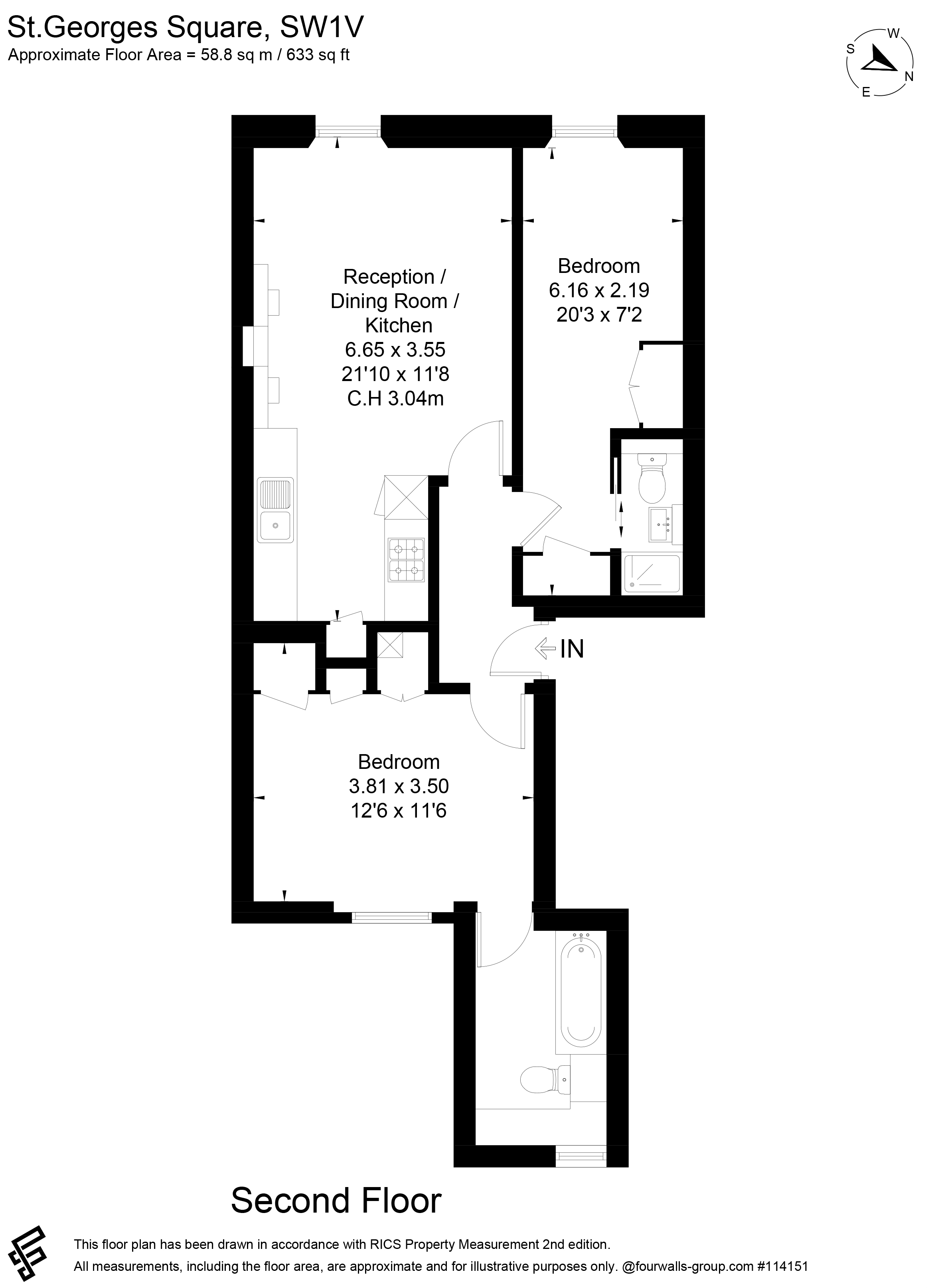 Flat 4, 105, St. Georges Square, Pimlico floorplan