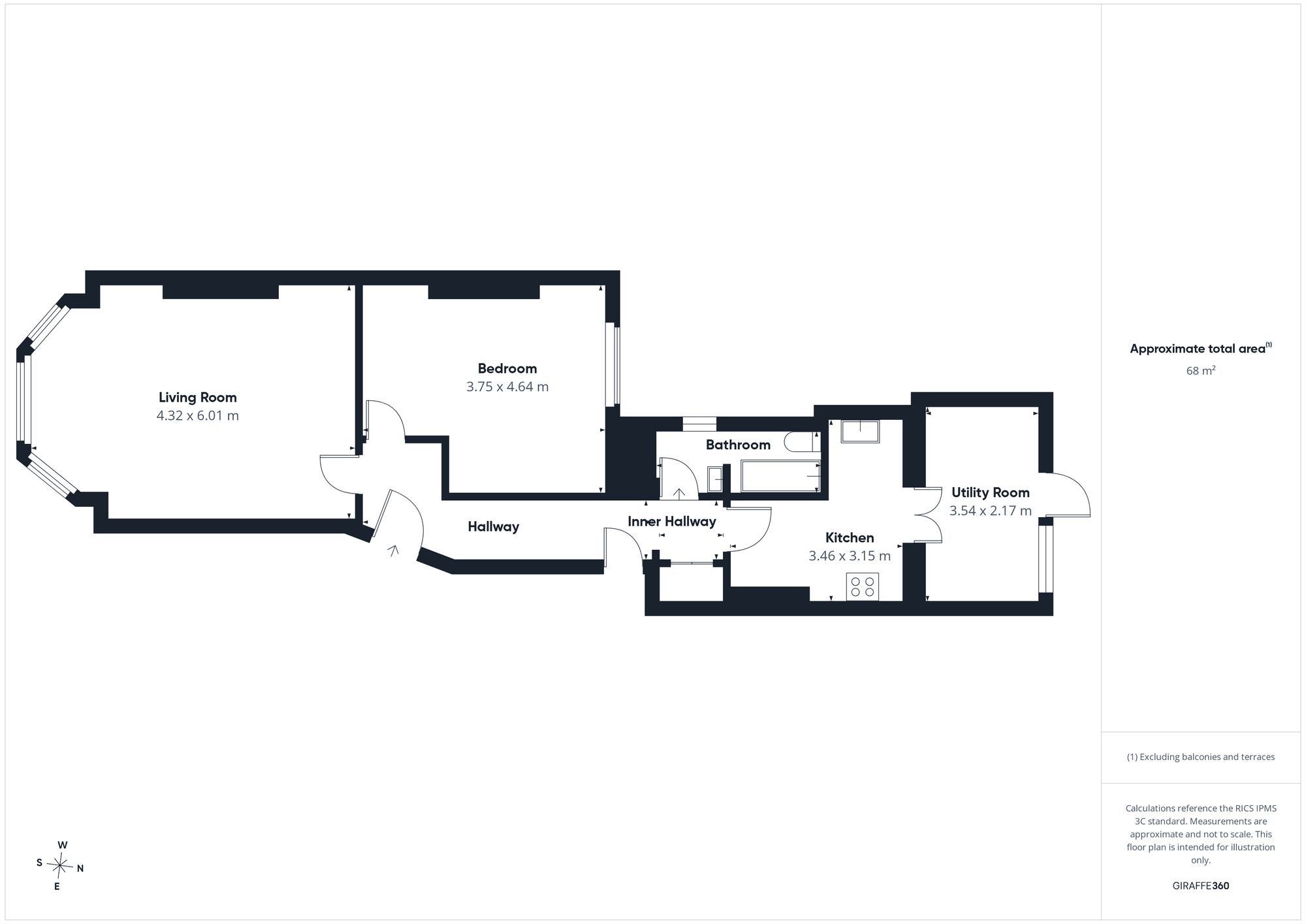 Flat 1, 88 Marina, St. Leonards-On-Sea floorplan