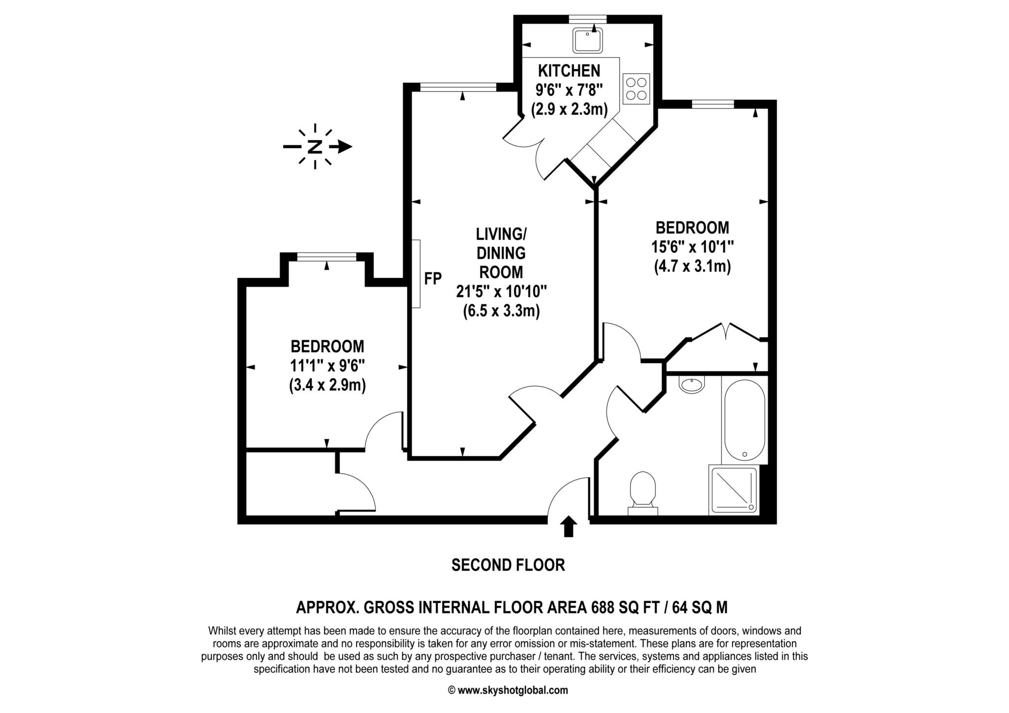 42 Barnes Wallis Court, Oyster Lane, West Byfleet floorplan