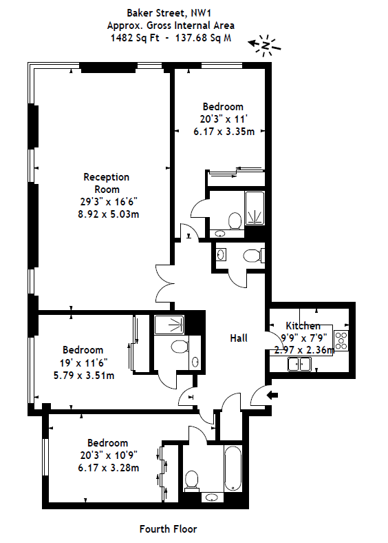 3 Bedrooms Flat to rent in Baker Street, London NW1