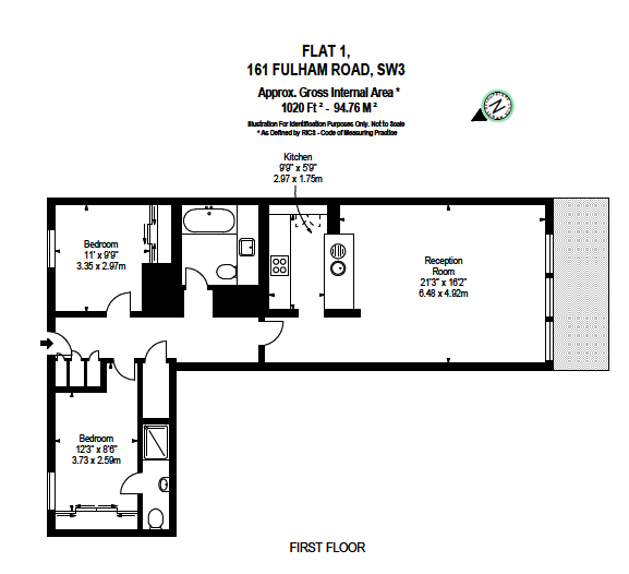1, 161, Fulham Road, London floorplan