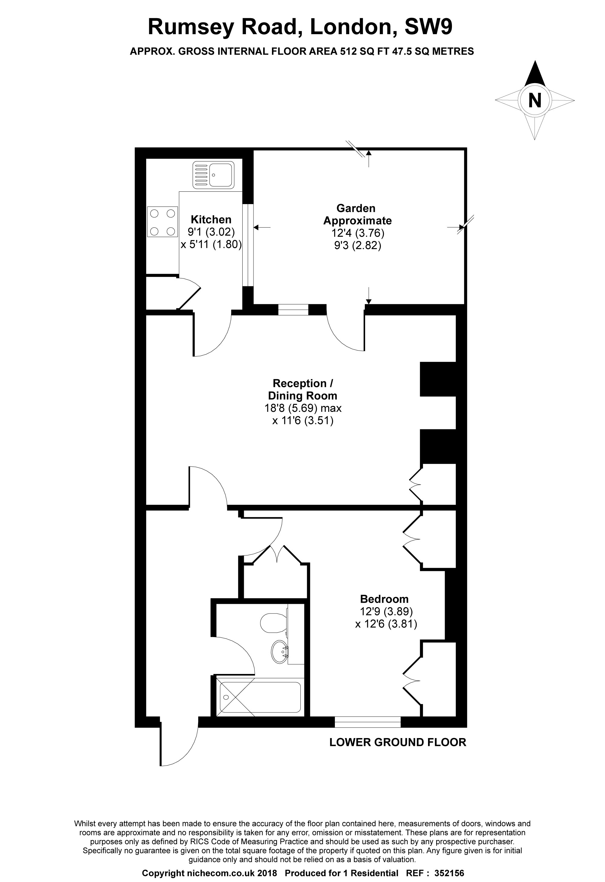 1 Bedrooms Flat to rent in Rumsey Road, Brixton SW9