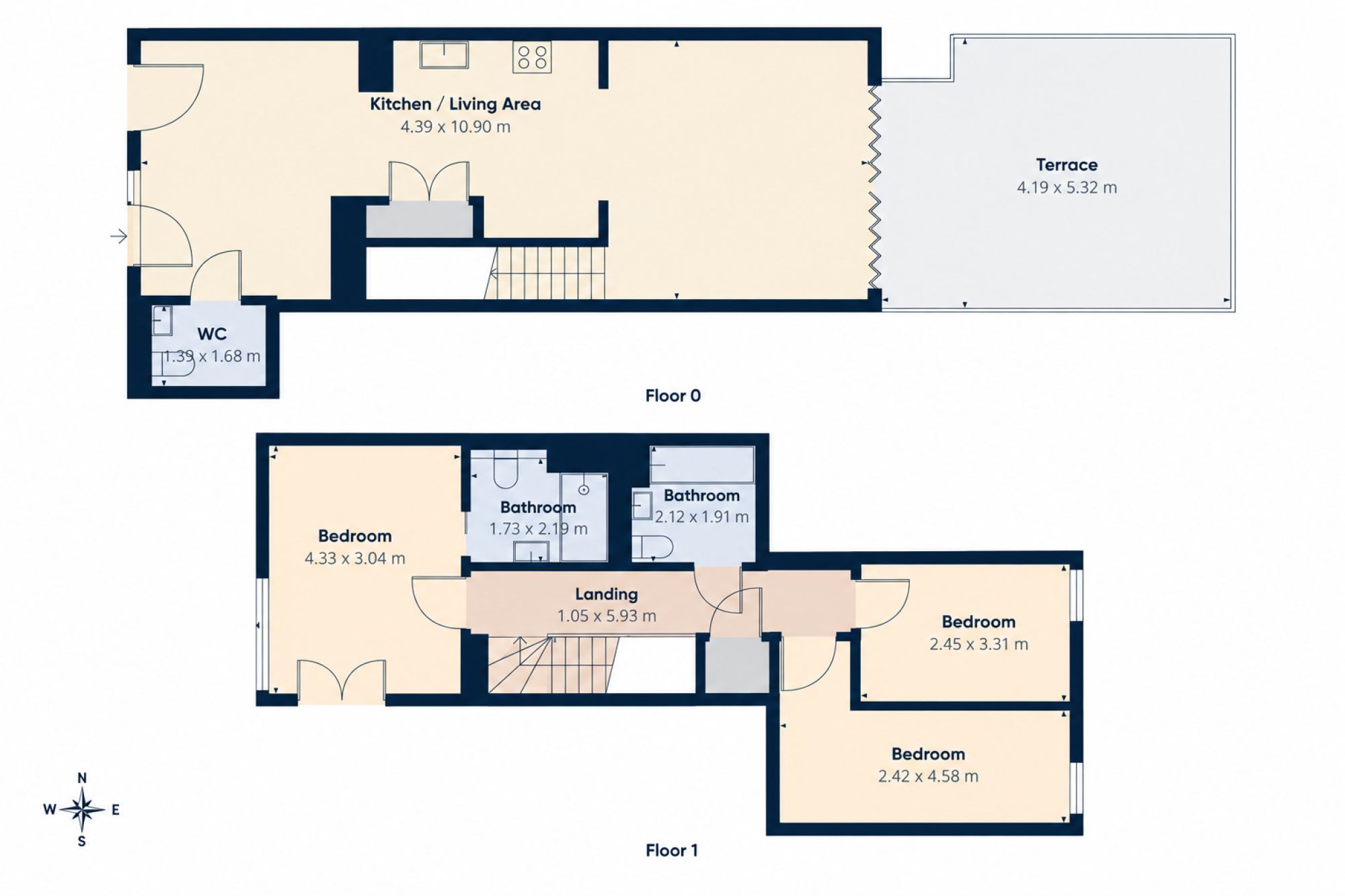Victory Place, Three Bedroom Maisonette with Private Garden, Elephant Park floorplan