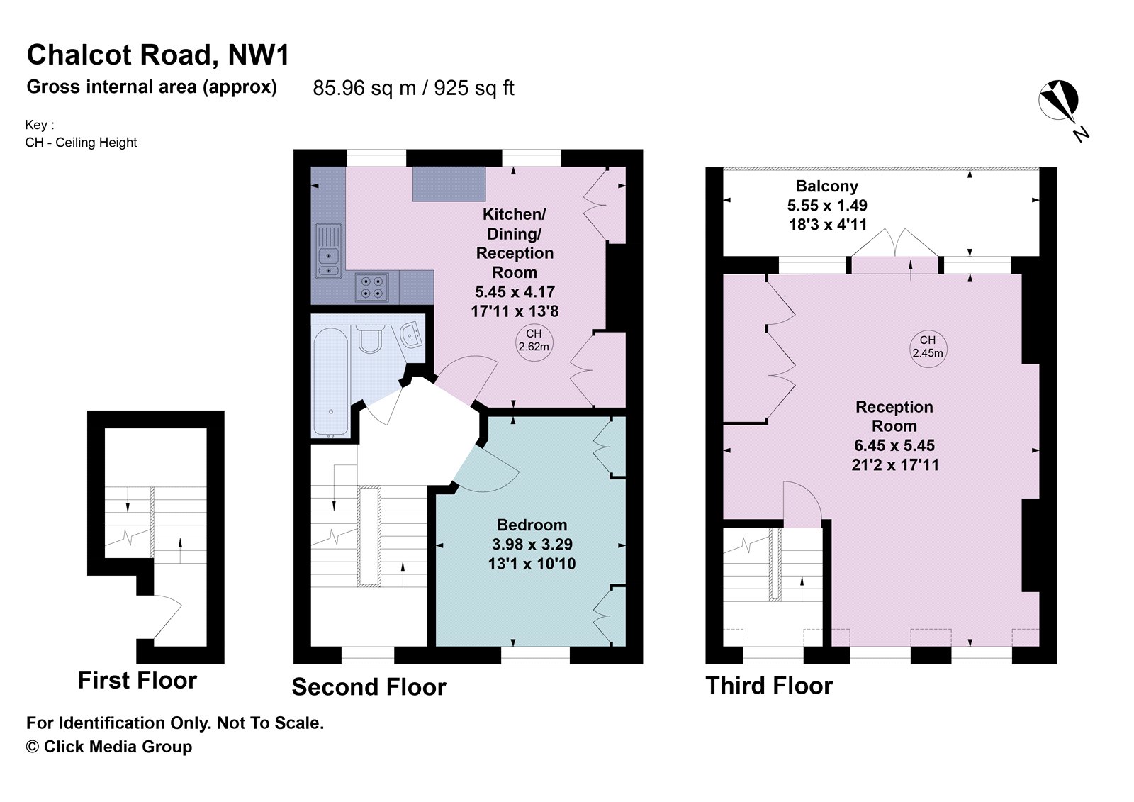 Second and Third Floor Flat D, 29, Chalcot Road, London floorplan