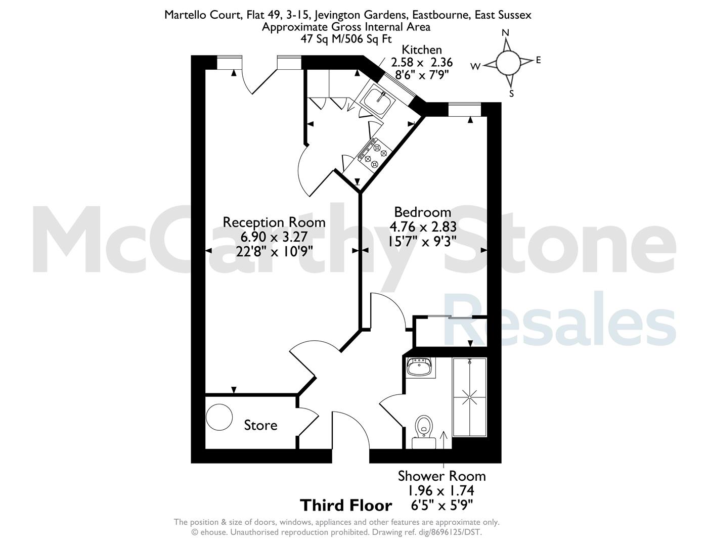 49 Martello Court, 3-15 Jevington Gardens, Eastbourne floorplan