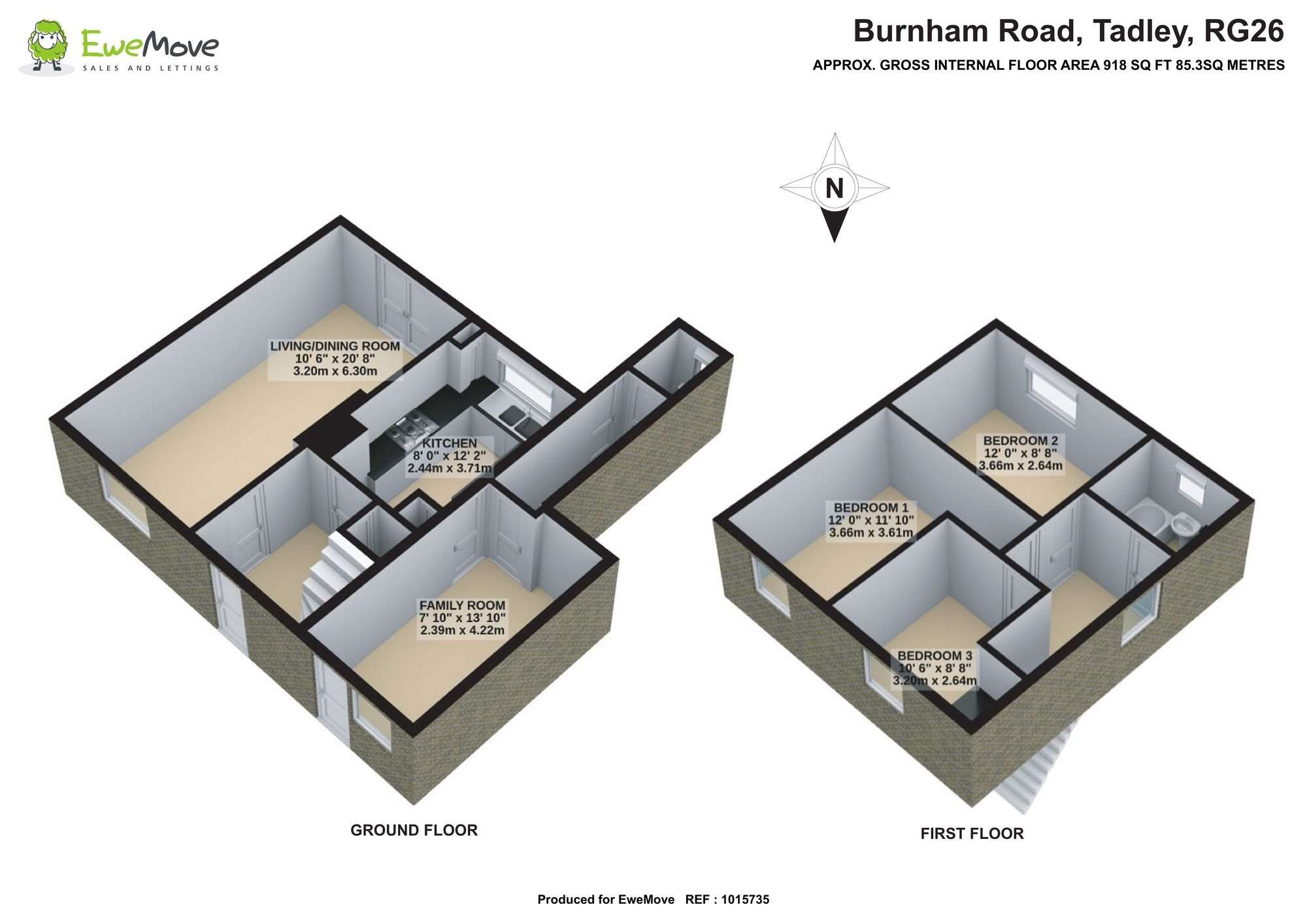 Burnham Road, Tadley RG26, 3 bedroom terraced house for sale 65439629