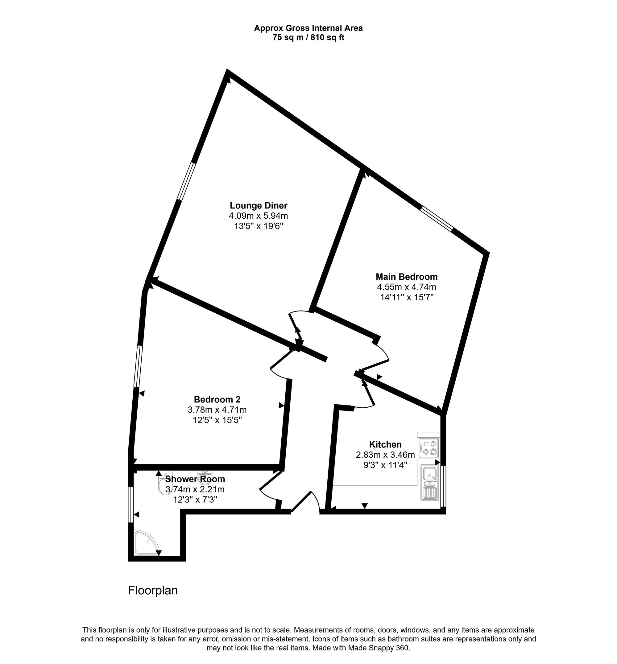 Flat 1, 456 Ormskirk Road, Wigan floorplan
