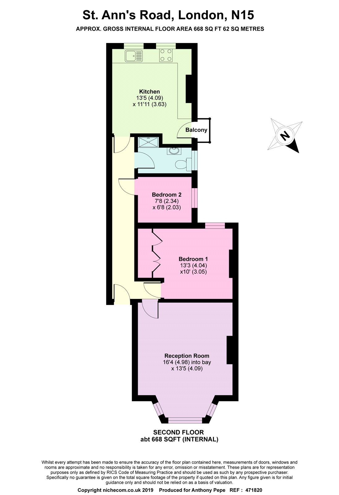 2 Bedrooms Flat for sale in Salisbury Mansions, St Anns Road, London N15