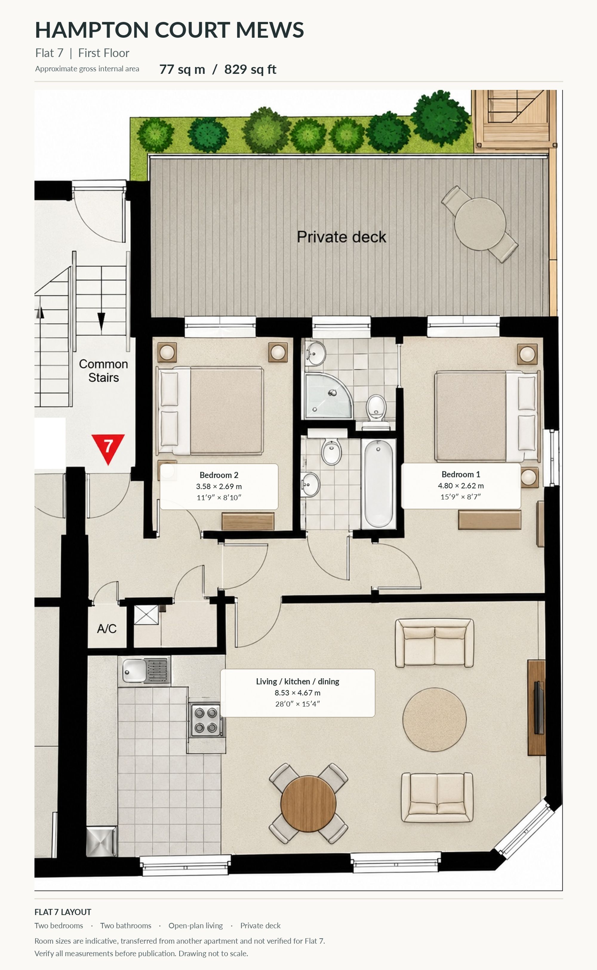 Flat 7, Hampton Court Mews Feltham Avenue, East Molesey floorplan