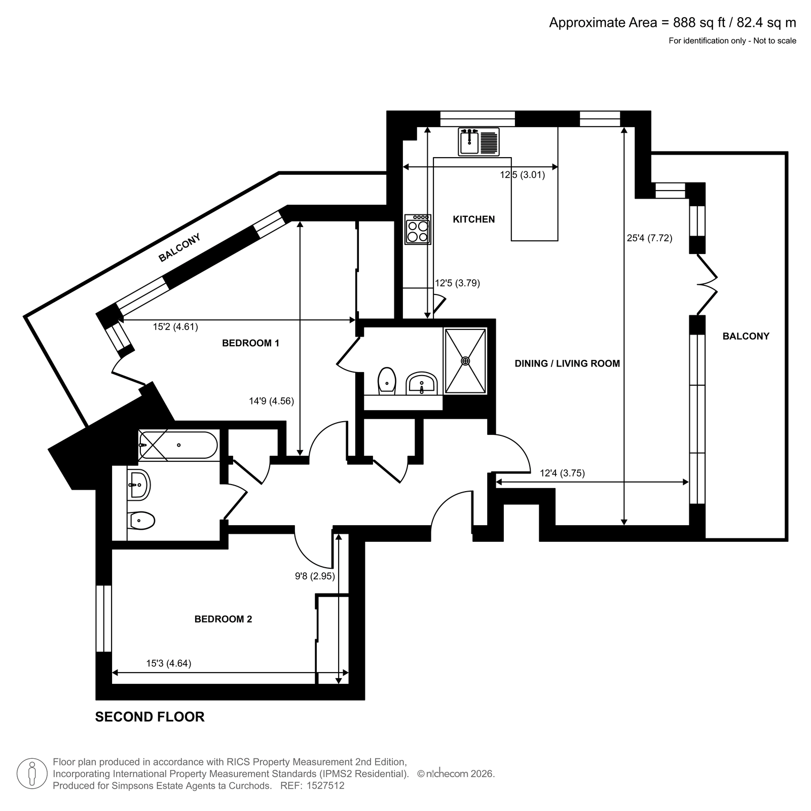 Flat 6, Hornbeam House,, Acer Grove, Woking floorplan