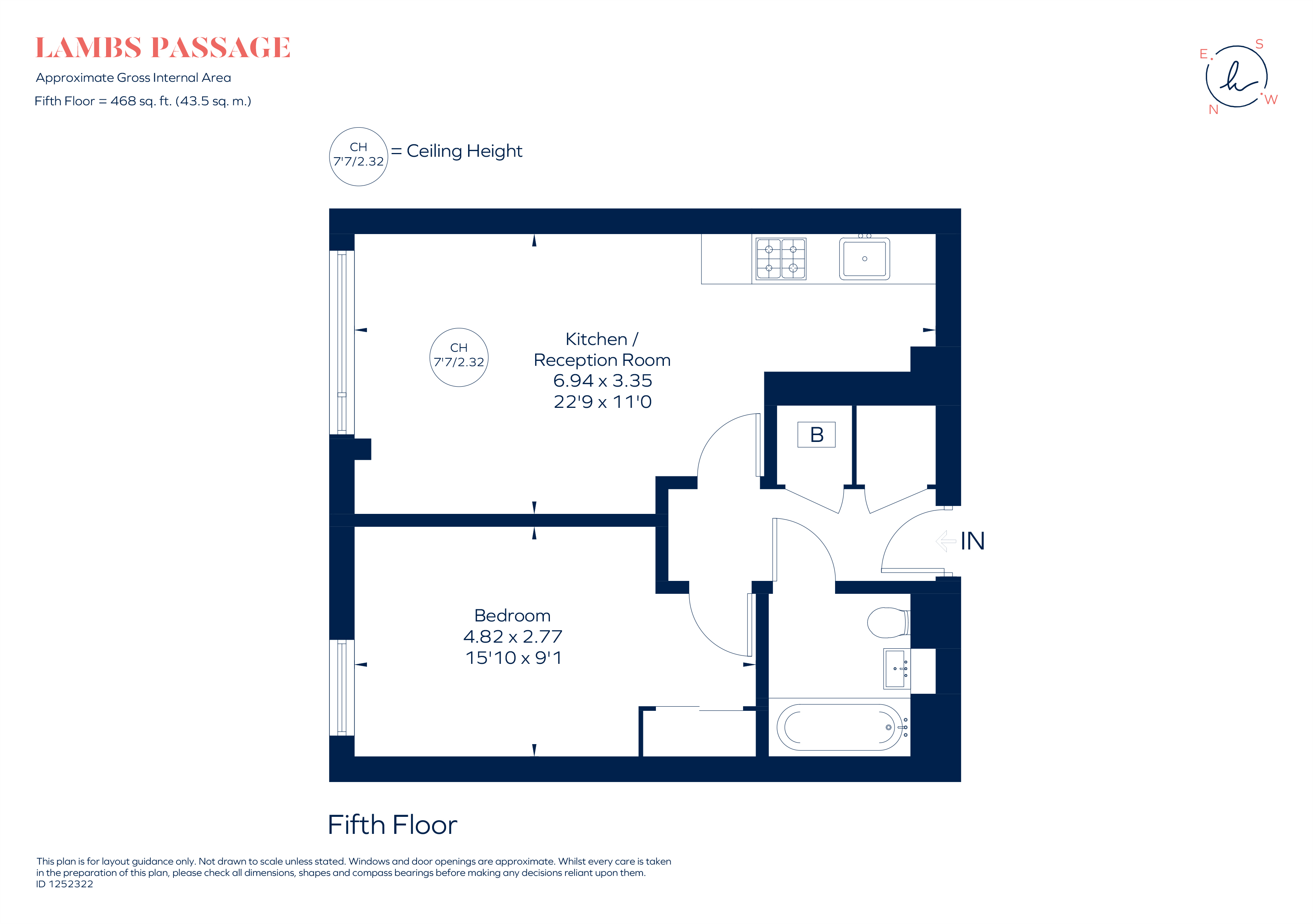Apartment 37, 1, Lamb's Passage, London floorplan