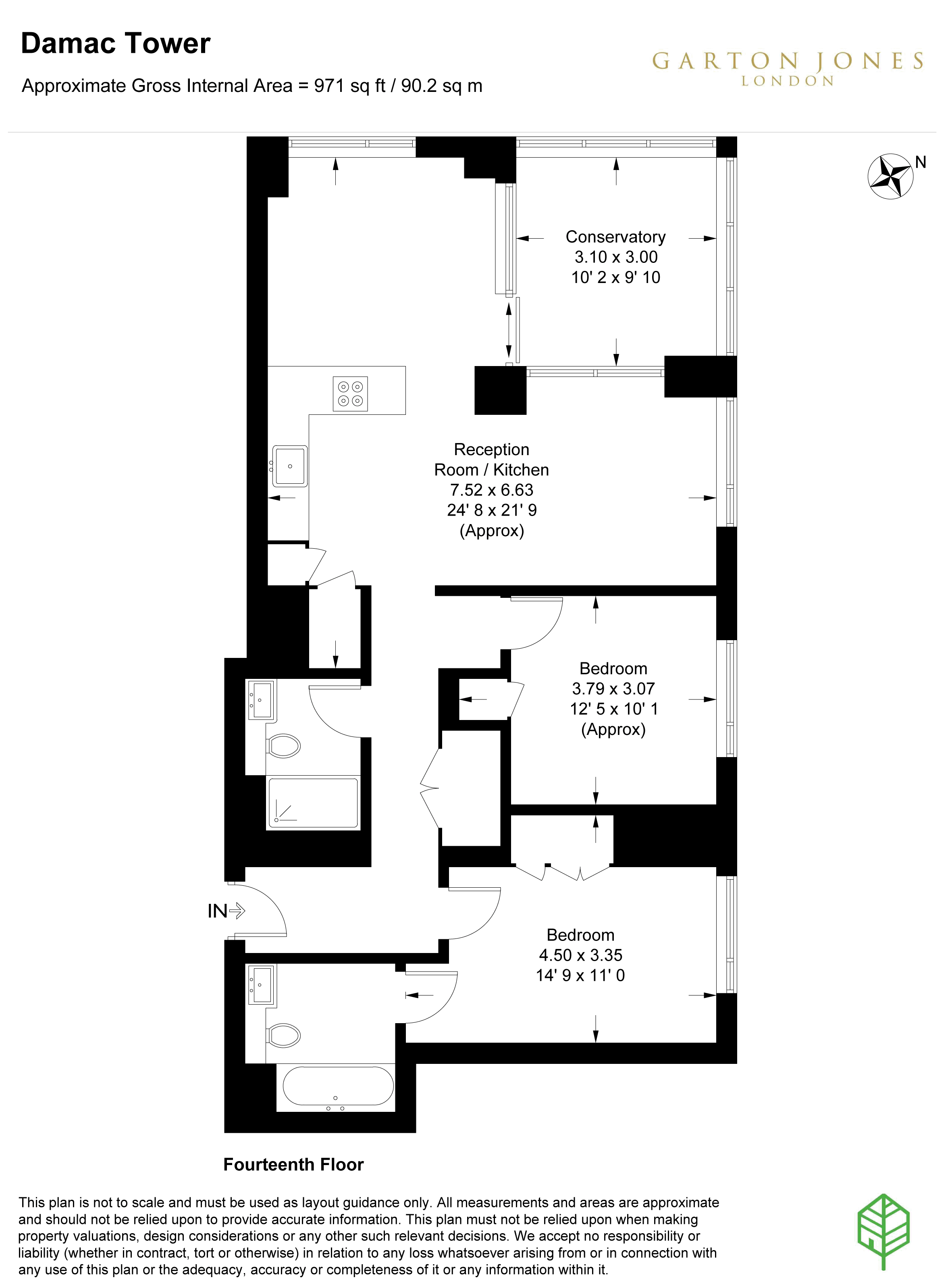 1401, Damac Tower, London floorplan