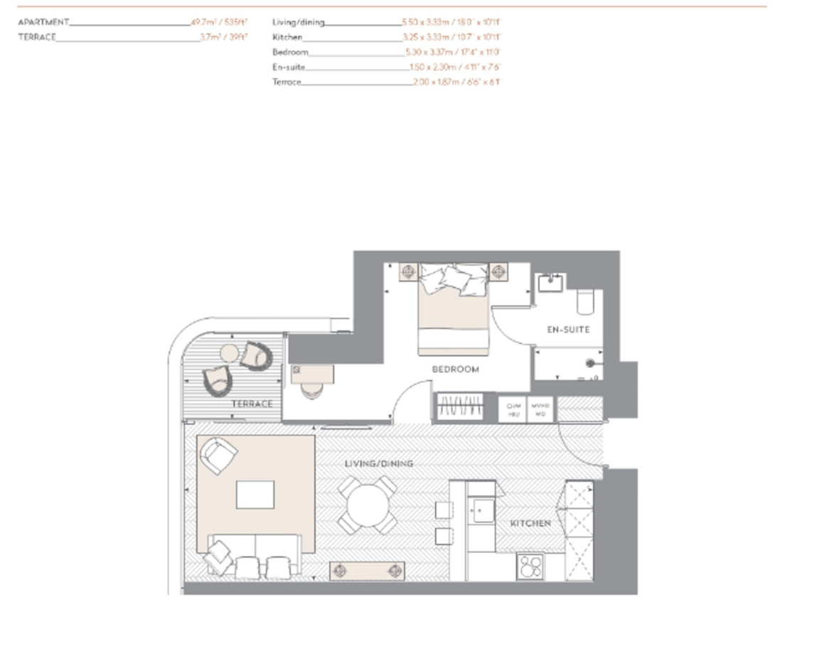 Flat 1303, 2 Principal Place, London floorplan