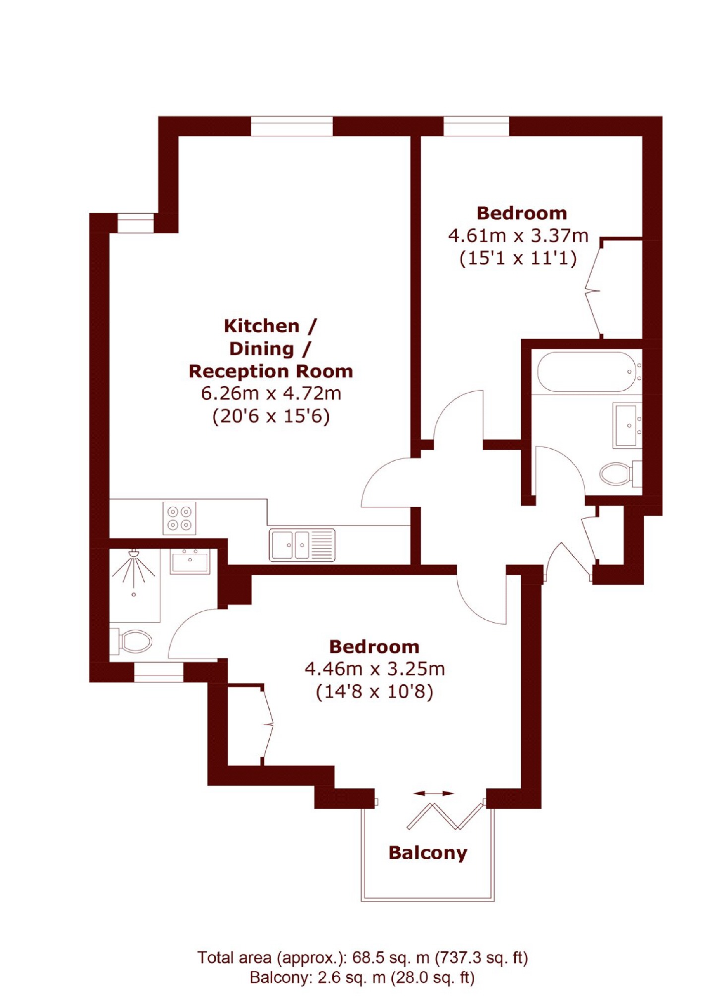 Flat 6, 136, Willesden Lane, London floorplan