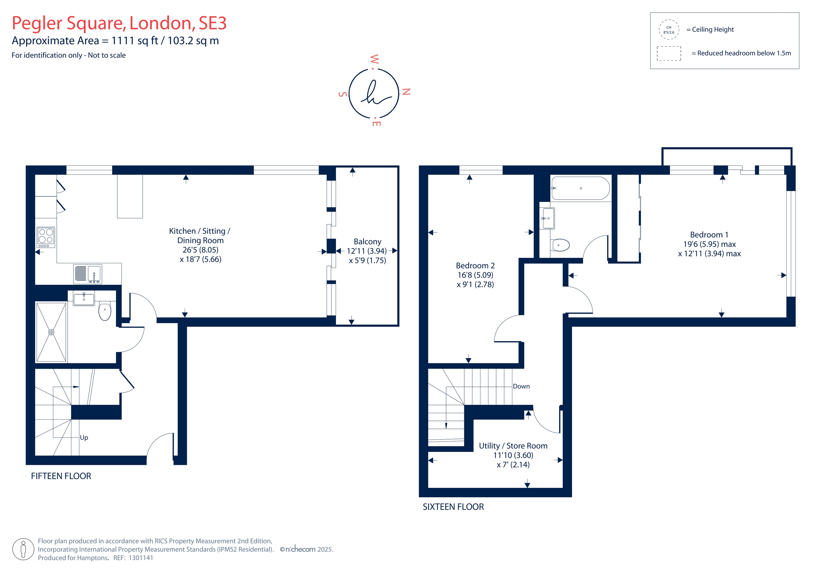 Flat 1504, Hopgood Tower, 15, Pegler Square, London floorplan