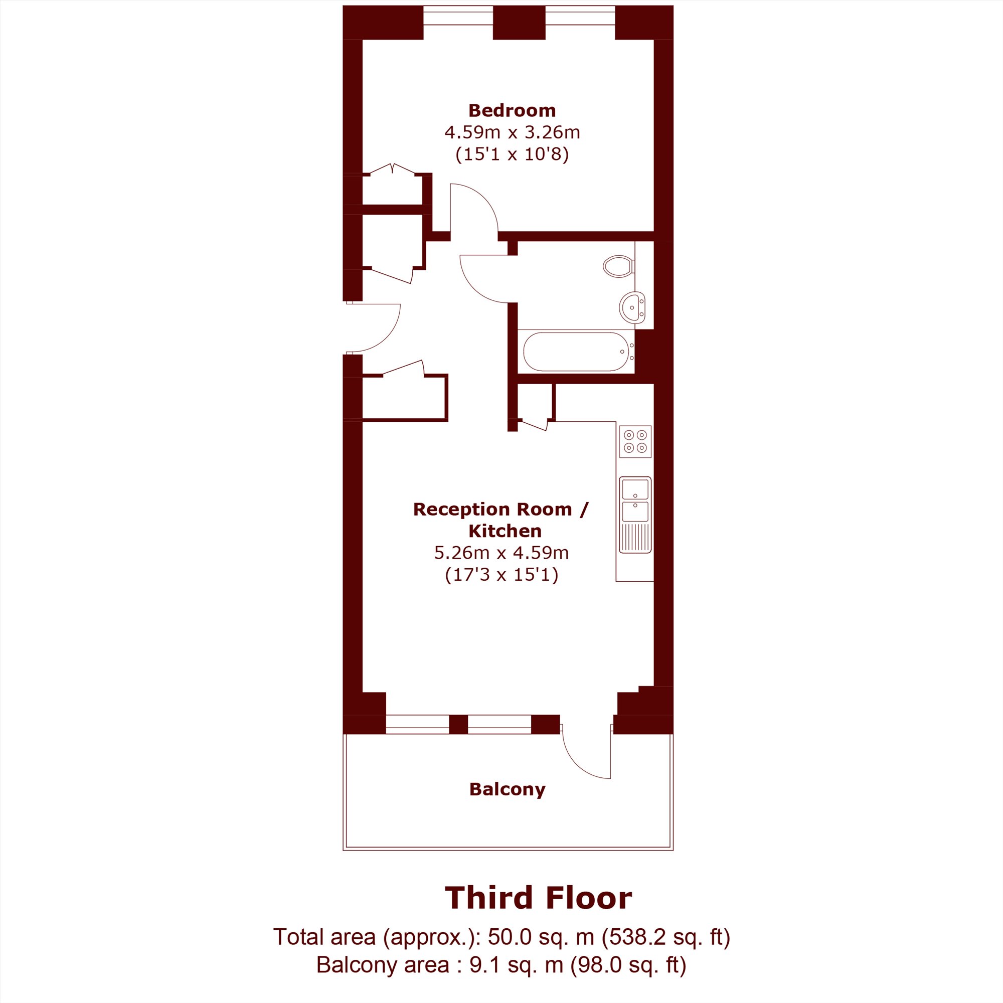 Flat 12, 58A, Third Avenue, London floorplan