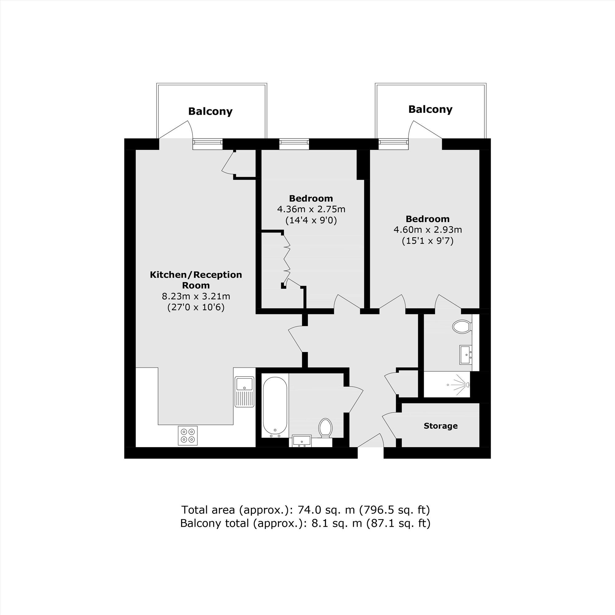 8 Knightwood Court, Colonnade Gardens, London floorplan