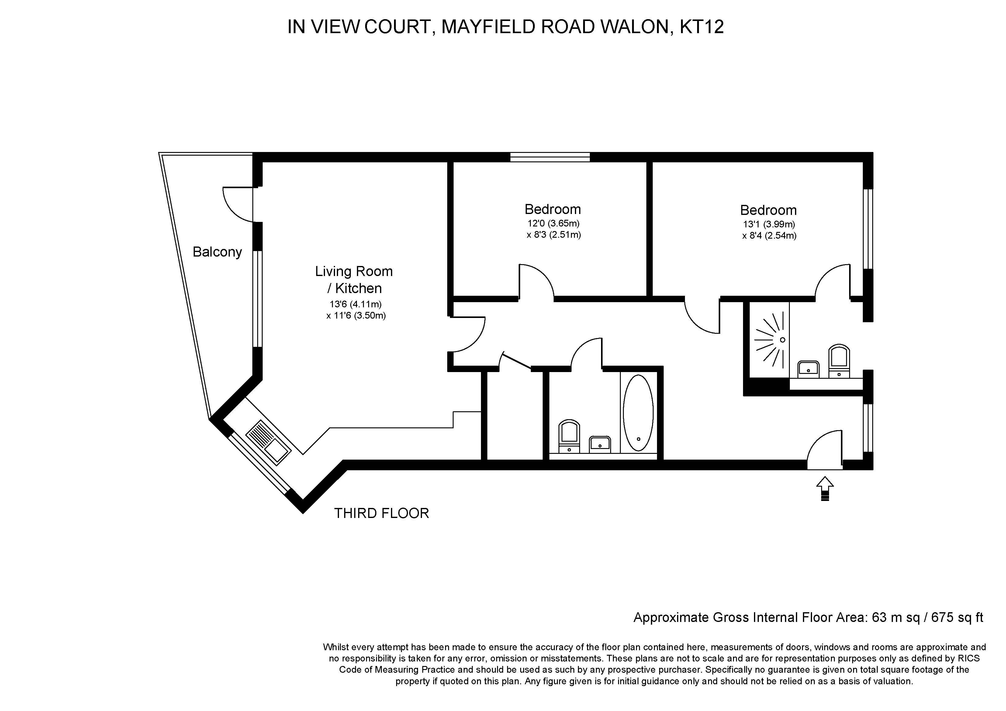 Mayfield Road, Hersham, WaltonOnThames KT12, 2 bedroom flat for sale