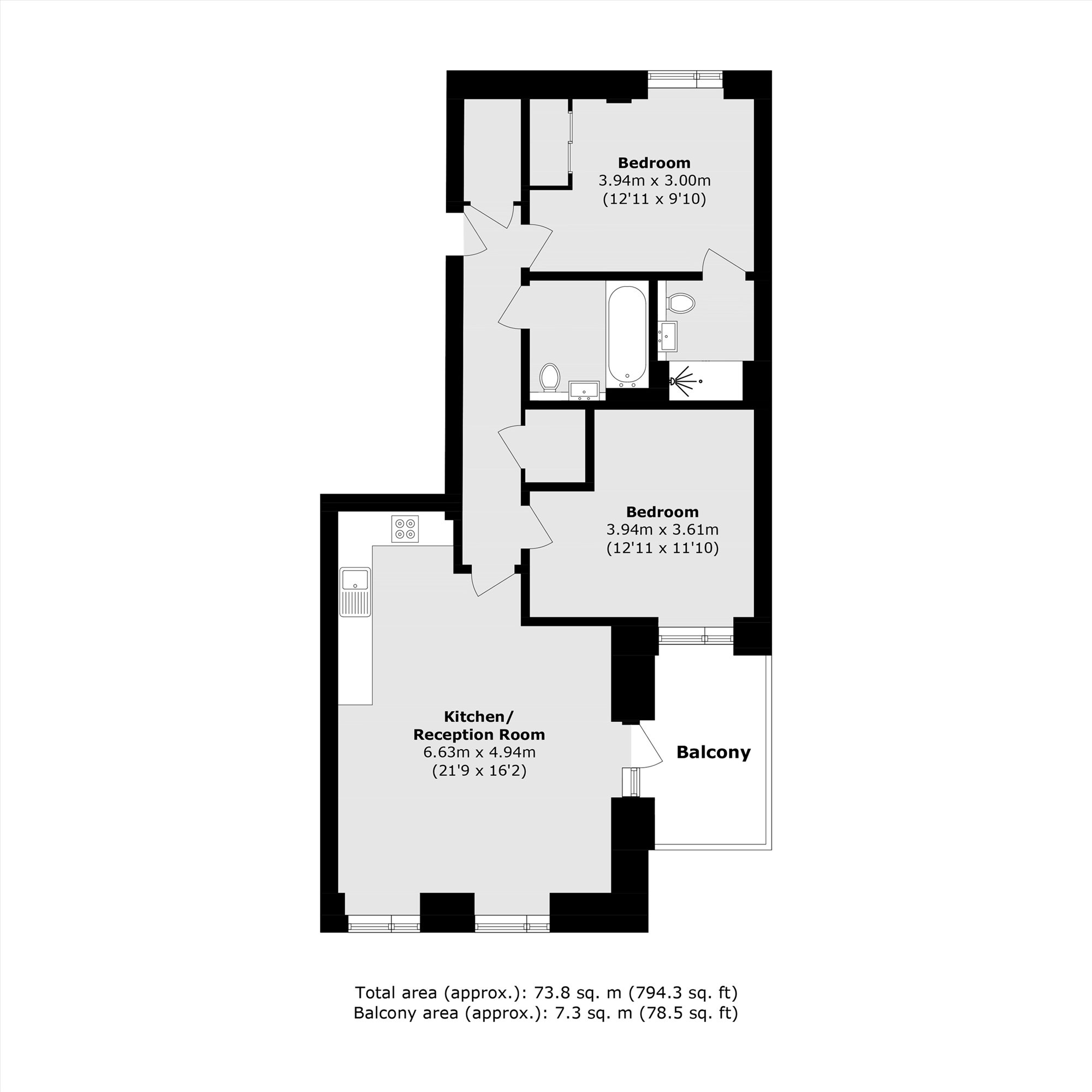 11 Dauphine House, Salisbury Street, London floorplan