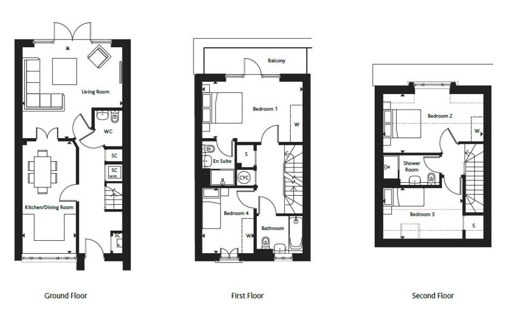 4 Bedrooms Terraced house for sale in The Gloucester, Tadworth Gardens, Tadworth KT20