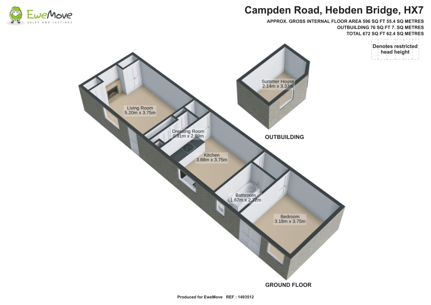CAMPDEN HEATH COTTAGE, 16 CAMPDEN ROAD, HEBDEN BRIDGE floorplan