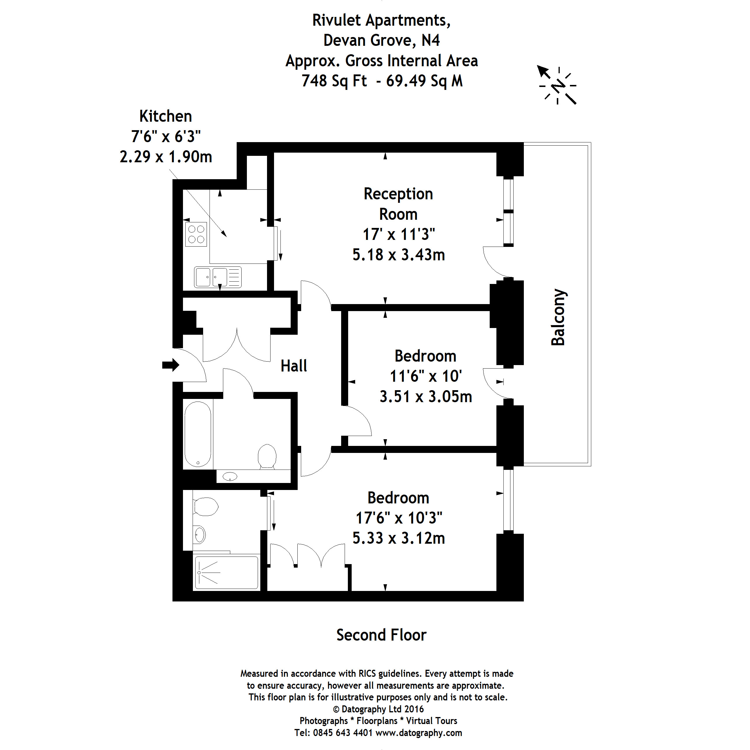 2 Bedrooms Flat to rent in Woodbury Down, Rivulet Apartments, London N4