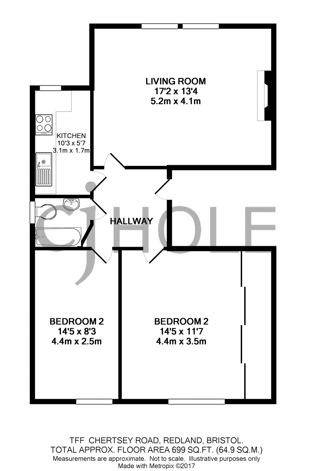 2 Bedrooms Flat to rent in Chertsey Road, Redland, Bristol BS6