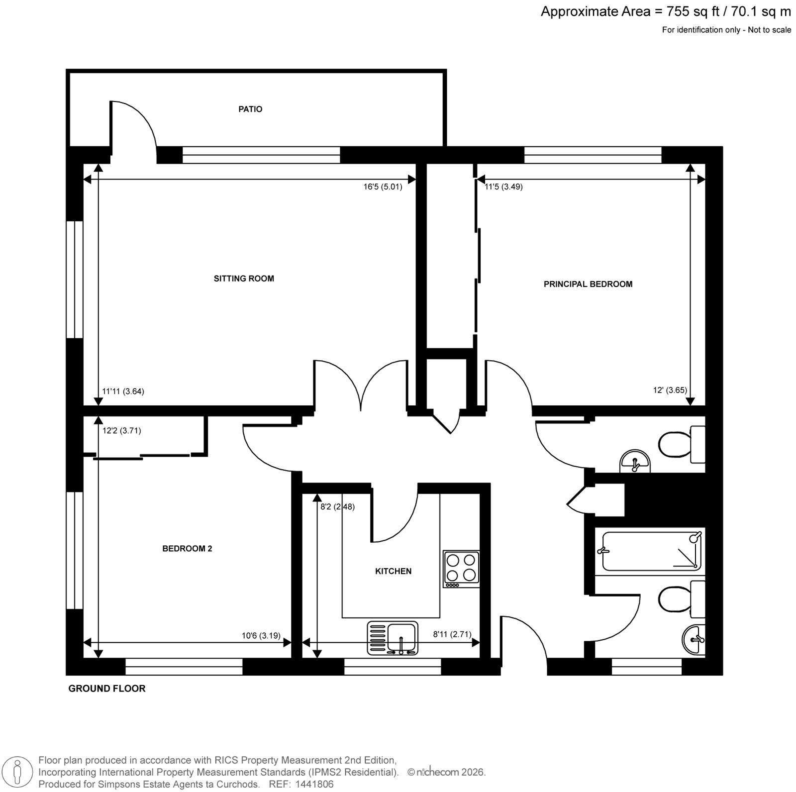 Flat 2, Pine Court,, Pine Grove, Weybridge floorplan