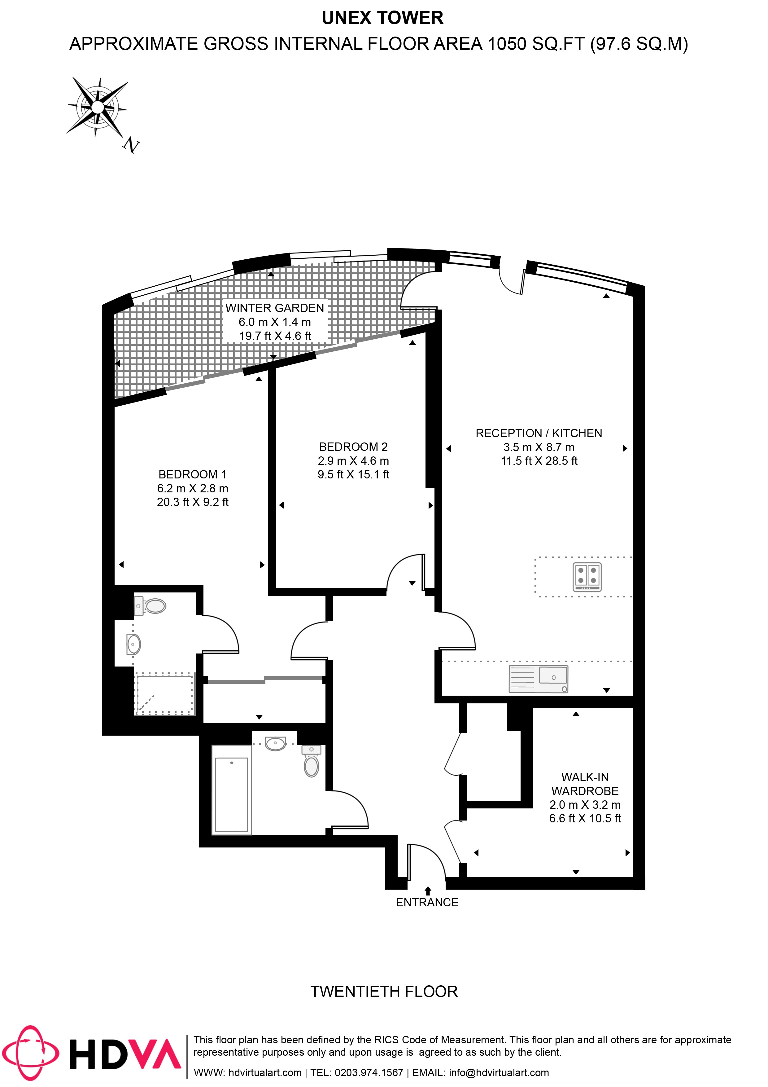 Apartment 160, Unex Tower, 7, Station Street, London floorplan